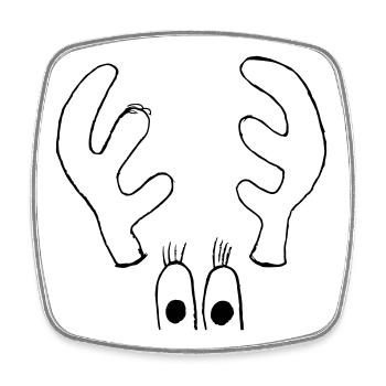Moose with big eyes - Square fridge magnet - white - Front