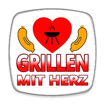 Grill - Square fridge magnet - white - Front