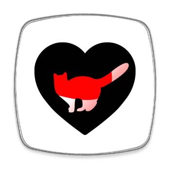 Cat - Square fridge magnet - white - Front