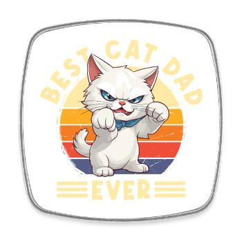 Cat Best Cat Dad Ever Cat Dad Funny Saying - Square fridge magnet - white - Front