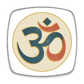 Om Symbol Vintage Kreis Print - Viereckiger Kühlschrankmagnet - Weiß - Vorne