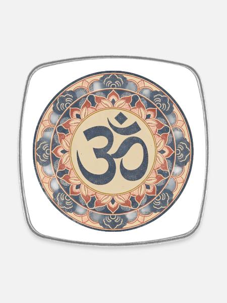 Om Mandala Zen Pattern - Square fridge magnet - white