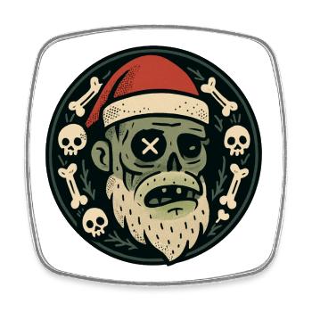 Père Noël Zombie - Magnet carré - blanc - Devant