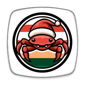 Christmas crab in festive style - Square fridge magnet - white - Front