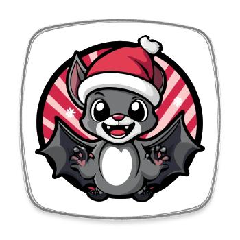 Kawaii Weihnachtsfledermaus - Viereckiger Kühlschrankmagnet - Weiß - Vorne