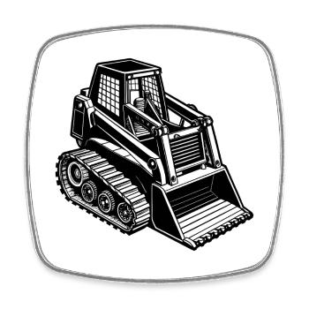 Track skid steer - Square fridge magnet - white - Front