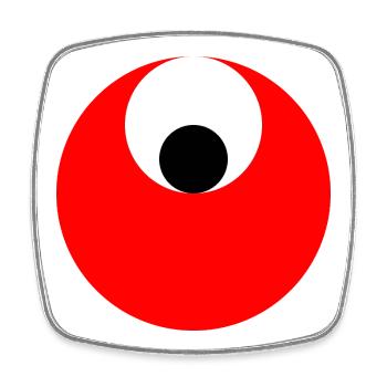 3 cercles, rouge, blanc et noir - Magnet carré - blanc - Devant