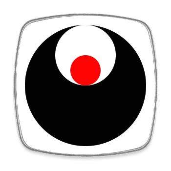 3 circles, black, white and red - Square fridge magnet - white - Front