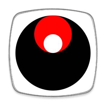 3 cercles, noir, rouge et blanc - Magnet carré - blanc - Devant