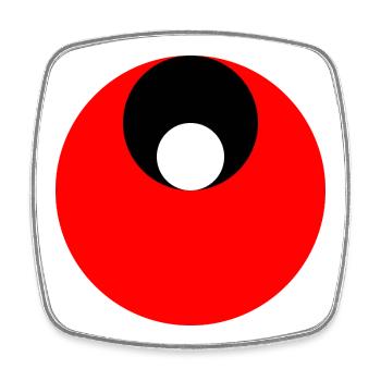 3 circles, red, black and white - Square fridge magnet - white - Front