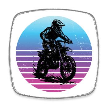 Lustiges Motocross Motiv - Viereckiger Kühlschrankmagnet - Weiß - Vorne