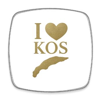 I Love KOS Island - Square fridge magnet - white - Front