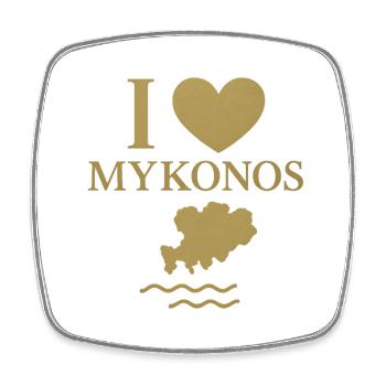 I Love Mykonos Gold - Viereckiger Kühlschrankmagnet - Weiß - Vorne