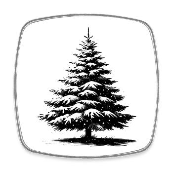 Snowy Christmas pine - Square fridge magnet - white - Front