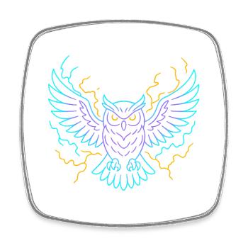 Neon Owl with Lightning Bolts - Square fridge magnet - white - Front