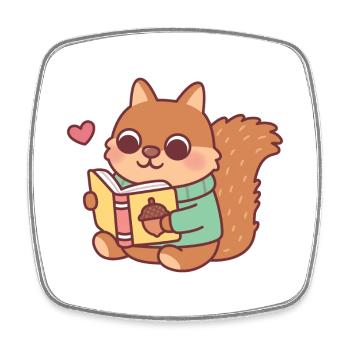 Un écureuil mignon lisant un livre - Magnet carré - blanc - Devant