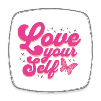 Love your Self Liebe Dich selber - Viereckiger Kühlschrankmagnet - Weiß - Vorne