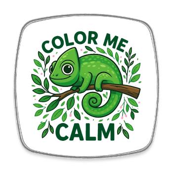 A calm chameleon - Square fridge magnet - white - Front