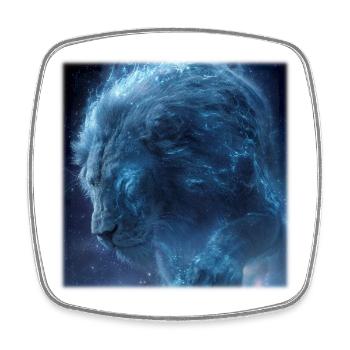 Cosmic Lion Galaxy Stardust Motif - Square fridge magnet - white - Front