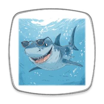 Casual Sunglasses Shark – Cool Under Water - Square fridge magnet - white - Front
