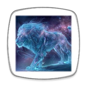 Mystical Star Lion – Futuristic & Magical - Square fridge magnet - white - Front