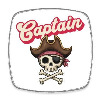 Captain Skull Piratensymbol - Viereckiger Kühlschrankmagnet - Weiß - Vorne