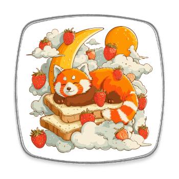 Moon Breakfast Fox - Square fridge magnet - white - Front