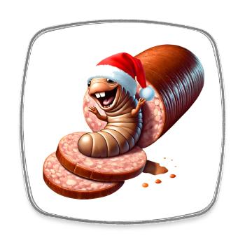 Salami Made Santa Karikatur - Viereckiger Kühlschrankmagnet - Weiß - Vorne