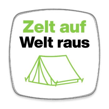 Tent up – world out, for outdoor fans and campers - Square fridge magnet - white - Front