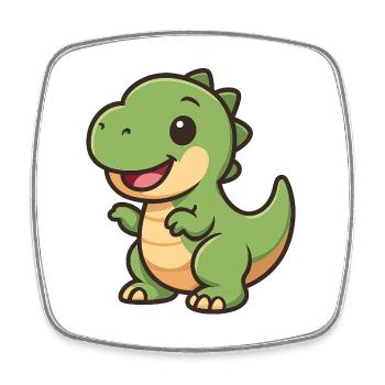 Clipart de câlin de dinosaure heureux - Magnet carré - blanc - Devant