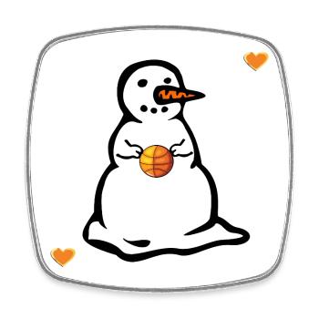 Winter Basketball Kinder Schneemann - Viereckiger Kühlschrankmagnet - Weiß - Vorne