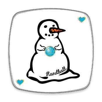 Winter Handball Kinder Schneemann - Viereckiger Kühlschrankmagnet - Weiß - Vorne