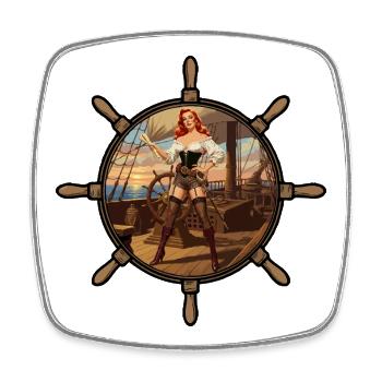 Piraten-Pinup - Viereckiger Kühlschrankmagnet - Weiß - Vorne