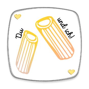 Valentinstag Pasta Liebe - Viereckiger Kühlschrankmagnet - Weiß - Vorne