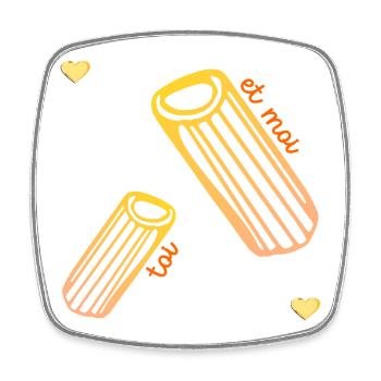 Pasta Beziehung Liebe - Viereckiger Kühlschrankmagnet - Weiß - Vorne