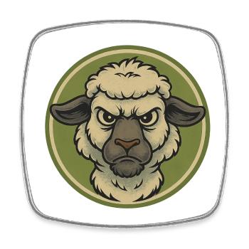 Wütendes Schaf Emblem - Viereckiger Kühlschrankmagnet - Weiß - Vorne