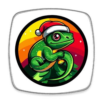 Santa Frog Christmas - Square fridge magnet - white - Front