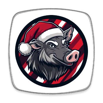 Wildschwein mit Santa Hut - Viereckiger Kühlschrankmagnet - Weiß - Vorne