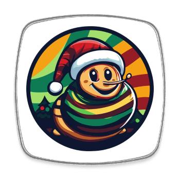 Escargot de Noël avec chapeau et écharpe - Magnet carré - blanc - Devant