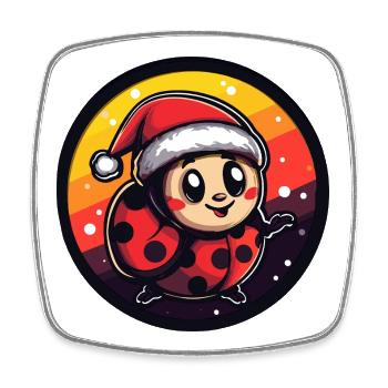 Weihnachts-Ladybug Santa Kostüm - Viereckiger Kühlschrankmagnet - Weiß - Vorne