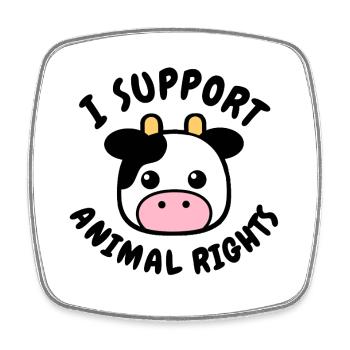 I Support Animal Rights Cow - Square fridge magnet - white - Front