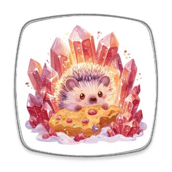 Kristall-Igel mit Cookie - Viereckiger Kühlschrankmagnet - Weiß - Vorne