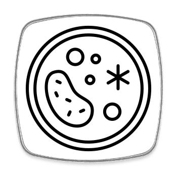 Petri dish with fungi, germs, viruses and bacteria - Square fridge magnet - white - Front