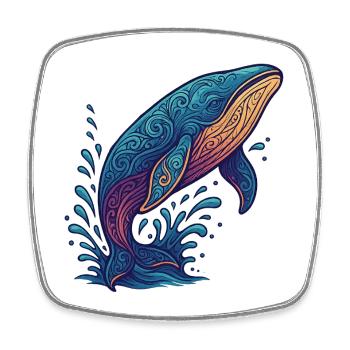 Whales Color Flow - Square fridge magnet - white - Front