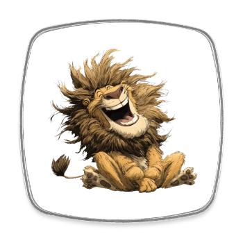 Laughing Lion Wildcat Funny Cheerful Humor - Square fridge magnet - white - Front