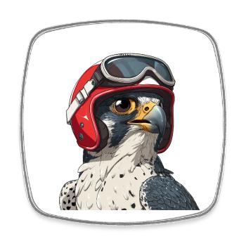 Falke mit Motorrad Rennhelm Vintage Greifvogel - Viereckiger Kühlschrankmagnet - Weiß - Vorne