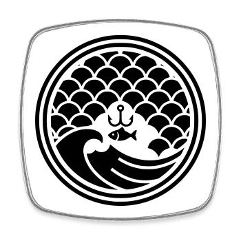 Japan Angler Welle Haken Design Vektor - Viereckiger Kühlschrankmagnet - Weiß - Vorne