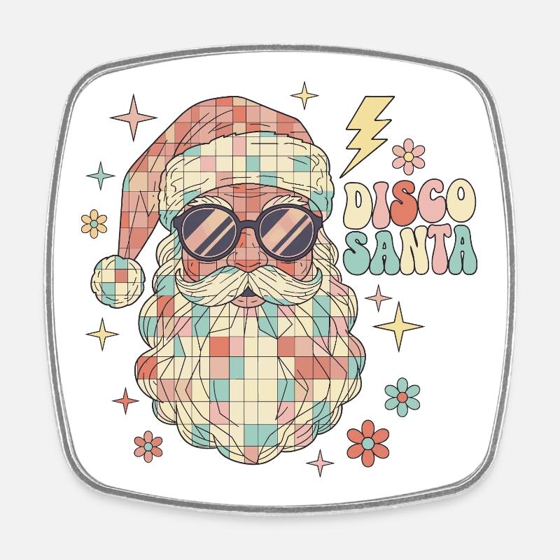 Techno Disco Weihnachtsmann Discokugel Lustig - Viereckiger Kühlschrankmagnet - Weiß