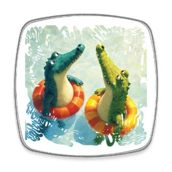Krokodile im Wasserspaß Duo - Viereckiger Kühlschrankmagnet - Weiß - Vorne