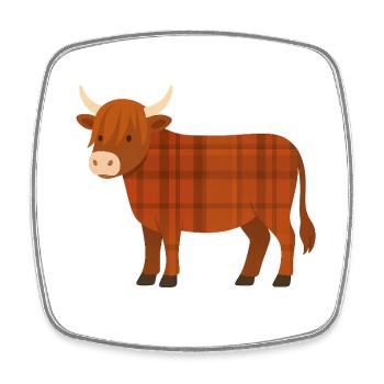 Warme Tartan-Kuh - Viereckiger Kühlschrankmagnet - Weiß - Vorne